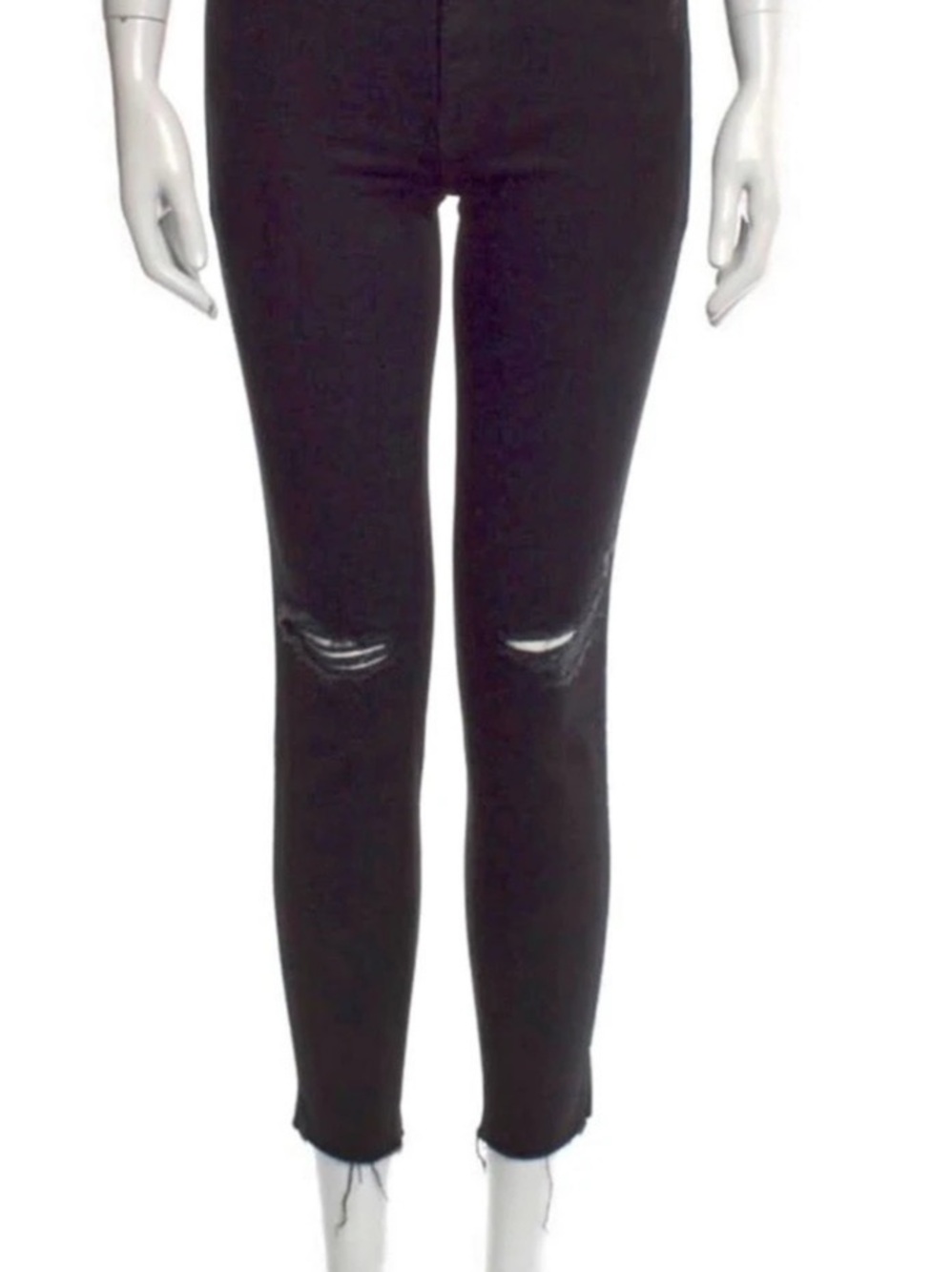 Mother Looker Ankle Fray Skinny Jeans Waist 27 Black
